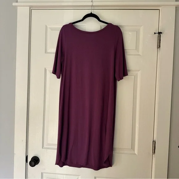 EILEEN FISHER Purple Short Sleeve Jersey Dress – Size L - Picture 1 of 7